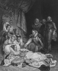 Dronning Elizabeths død (gravering) av Hippolyte Delaroche