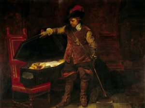 Cromwell foran kisten til Charles I Stuart (1649). Oliver Cromwell (1599-1658) innførte rettssaken mot kongen av England, som ble dømt og dømt 9. februar