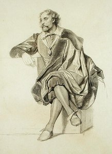 Studie for Portrait of Peter Paul Rubens (1577-1640) (blyant og kull på papir)
