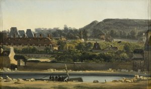 Saint Louis Hospital og Buttes-Chaumont, Paris, ca. 1830 (olje på lerret) av Hippolyte Adam