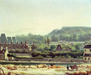 Hopital Saint-Louis og Buttes-Chaumont i 1830 av Hippolyte Adam