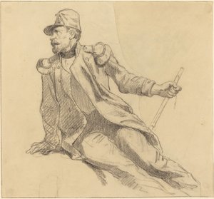 En sittende soldat av Hippolyte Bellange