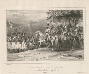 Prins, feltmarskalk Abbas Mirza 1789-1833 inspiserer infanteriregimentet, 1835