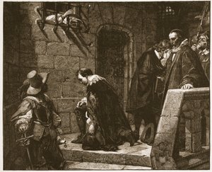 Lord Strafford på vei til henrettelse, illustrasjon fra 'The Church of England: A History for the People' av HDM Spence-Jones, pub. ca. 1910 (sepia-bilde) av Hippolyte Delaroche