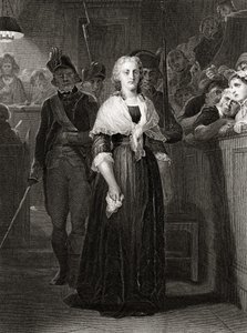 Marie Antoinette for Revolutionary Tribunal Court, 14. oktober 1793, gravert av William French (ca. 1815-98) av Hippolyte Delaroche