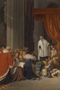 Saint Vincent de Paul forkynner for domstolen til Louis XIII på vegne av de forlatte barna, 1823 av Hippolyte Delaroche