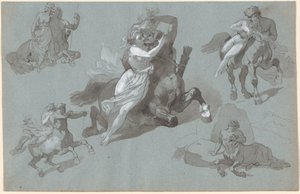 Nessus og Dejanira i fire stillinger, og den døende Nessus av Hippolyte Lalaisse