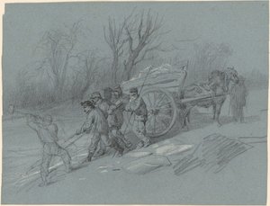 Arbeidere som samler is ved vannkanten av Hippolyte Lalaisse