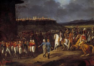 Kampanje for Spania: "" Keiser Napoleon I ble introdusert i Astorga, Spania, engelske fanger og beordret dem til å bli behandlet med spesiell forsiktighet, januar 1809" Detalj. Maleri av Hippolyte Lecomte (1781-1857) 1810 Søn. 1,13x1,52 m av Hippolyte Lecomte