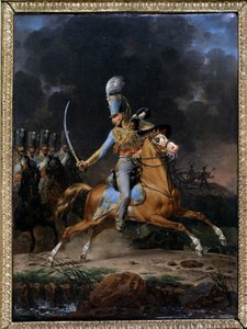 Oberst de Hussard ca 1815 - 1816. Maleri av Lecomte datert 1816. Samling "" The Soldiers of Yesteryear"". Paris