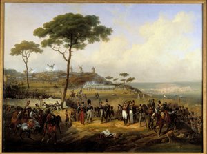 Ekspedisjon fra Spania i 1823: "" Fangst av Saint Margaritas skanse foran Coruña 5. juli av Hippolyte Lecomte