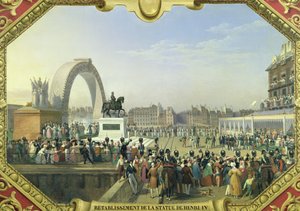 Reetablering av statuen av Henri IV (1553-1610) på Pont Neuf, 25. august 1818 av Hippolyte Lecomte