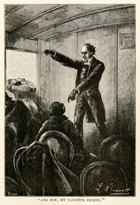 Og du, min trofaste venn., fra Jorden rundt på åtti dager av Jules Verne (1828-1905) gravert av Louis, 1873 av Hippolyte Leon after Benett