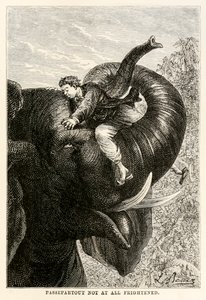 Passepartout ikke i det hele tatt skremt, fra Around the World in Eighty Days av Jules Verne (1828-1905), 1873