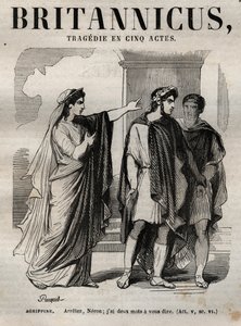 Agripine. Stopp Neron, jeg har to ord å fortelle deg - Britannicus tragedie i fem akter - gravering i "" Works of Jean Racine"" illustrert av Pauquet og notis av Emile de La Bedolliere - 1851