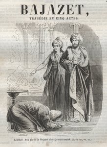 Bajazet-tragedie i fem akter av Jean Racine gravert i "" Oeuvres de Jean Racine"" illustrert av Pauquet og notis av Emile de La Bedolliere - 1851