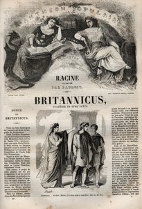 Britannicus tragedie i fem akter - gravering i "" Works of Jean Racine"" illustrert av Pauquet og notis av Emile de La Bedolliere - 1851