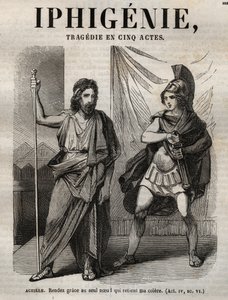 Iphigenie tragedie av Jean Racine - gravering i "" Oeuvres de Jean Racine"" illustrert av Pauquet og notis av Emile de La Bedolliere - 1851