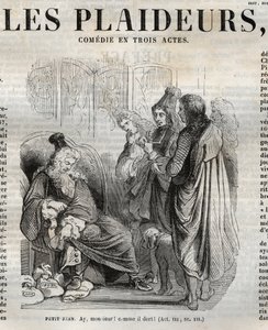 Les Plaideurs (1668) comedy in three acts - engraving in “” Works of Jean Racine”” illustrated by Pauquet and notice by Emile de La Bedolliere - 1851