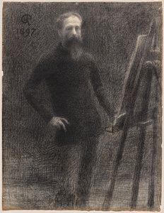 Selvportrett på staffeli av Hippolyte Petitjean