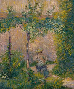 Woman in the Garden (olje på lerret) av Hippolyte Petitjean