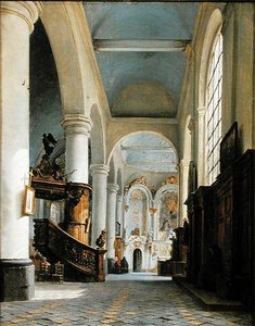Interiør av St. Denis-kirken, Saint-Omer, 1835