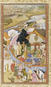 Daud mottar en æreskåpe fra Munim Khan-illustrasjon fra The Akbarnama, ca 1604 av Hiranand