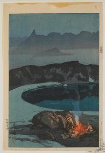 Camping på Washiha, fra serien, Tolv scener i de japanske alpene, Taisho-tiden av Hiroshi Yoshida