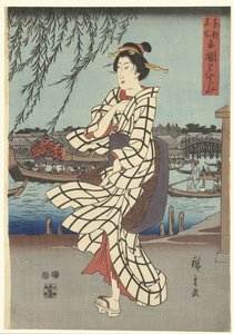 Kjente steder i den østlige hovedstaden: Nyt en kveldsbris ved Ryogoku-broen Toto meisho Ryogoku no yusuzumi (tittel på objekt)