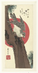 Hauk på furutre av Hiroshige (I) , Utagawa