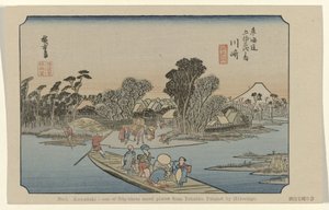 Kawasaki Nr. 3. Kawasaki: en av de femtitre kjente stedene fra Tokaido. Malt av Hiroshige (tittel på objekt) De Tôkaidô van Hiroshige (serietittel) Hiroshige no fude Tôkaidô (serietittel på objekt) av Hiroshige (I) , Utagawa