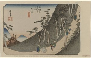 Nissaka Nr. 26. Nissaka: et av de femtitre kjente stedene på Tokaido, malt av Hiroshige (tittel på objekt) De Tôkaidô van Hiroshige (serietittel) Hiroshige no fude Tôkaidô (serietittel på objekt)