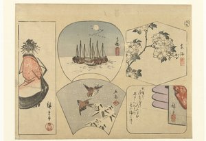 Fem utklippsbilder av Hiroshige (I) , Utagawa