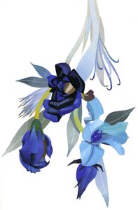 Blomst tegnet med blå tone