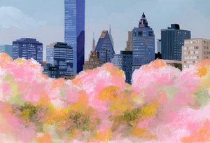 New York og kirsebærblomster, 2016, av Hiroyuki Izutsu
