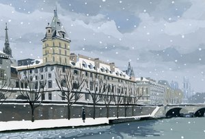 Seinen om vinteren, 2015 (Gouache på papir) av Hiroyuki Izutsu