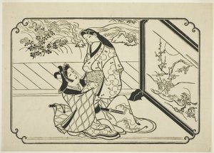 Bak skjermen av Hishikawa Moronobu