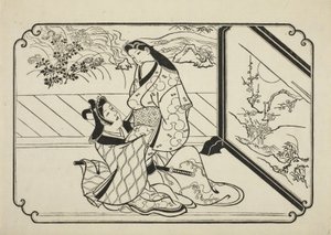 Bak skjermen, ca. 1673-81 av Hishikawa Moronobu