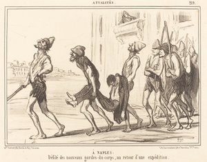 I Napoli: Parade av... livvakter... av Honoré Daumier