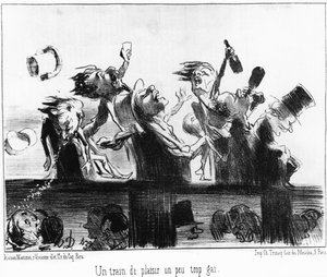 Et morsomt tog litt for muntert: hentet fra "" Les trains de Plaisir", serie tegneserier på jernbanene til Honore Daumier (1808-1879). “Charivari” av Honoré Daumier