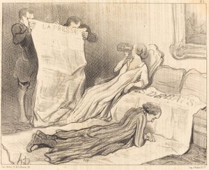 Abonnenter som mottar avisen sin... av Honoré Daumier