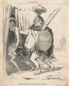 Achille Vèron trekker seg tilbake til teltet sitt av Honoré Daumier