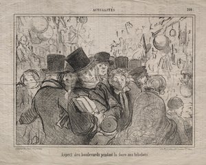 Aktualitet (nr. 260): Utsikt over bulevarder under et marked for pyntegjenstander av Honoré Daumier