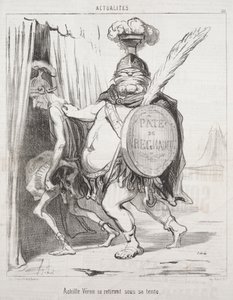 Aktualiteter: Akilles trekker seg inn i teltet sitt av Honoré Daumier