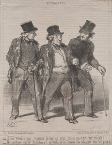 Aktualitet nr. 7: Det ser ut til at jeg legger merke til en liten hund der som ikke har munnkurv!..., 1852. av Honoré Daumier