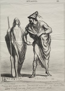Aktualiteter, plate 181: Hva tar du meg for! Ta armen min av Honoré Daumier