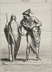 Aktualiteter, plate 181: Hva tar du meg for! Ta armen min, 1866. av Honoré Daumier