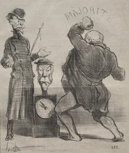 Aktualitetsplate 183: Trying ones strength, 1851. av Honoré Daumier