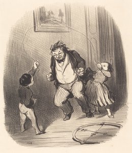 Kom igjen, pappa... mer... trettito runder!... av Honoré Daumier