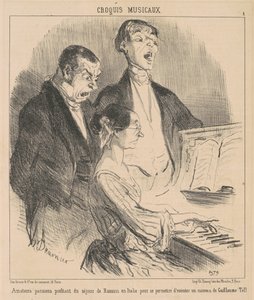 Parisiske amatører nyter Rossinis opphold av Honoré Daumier